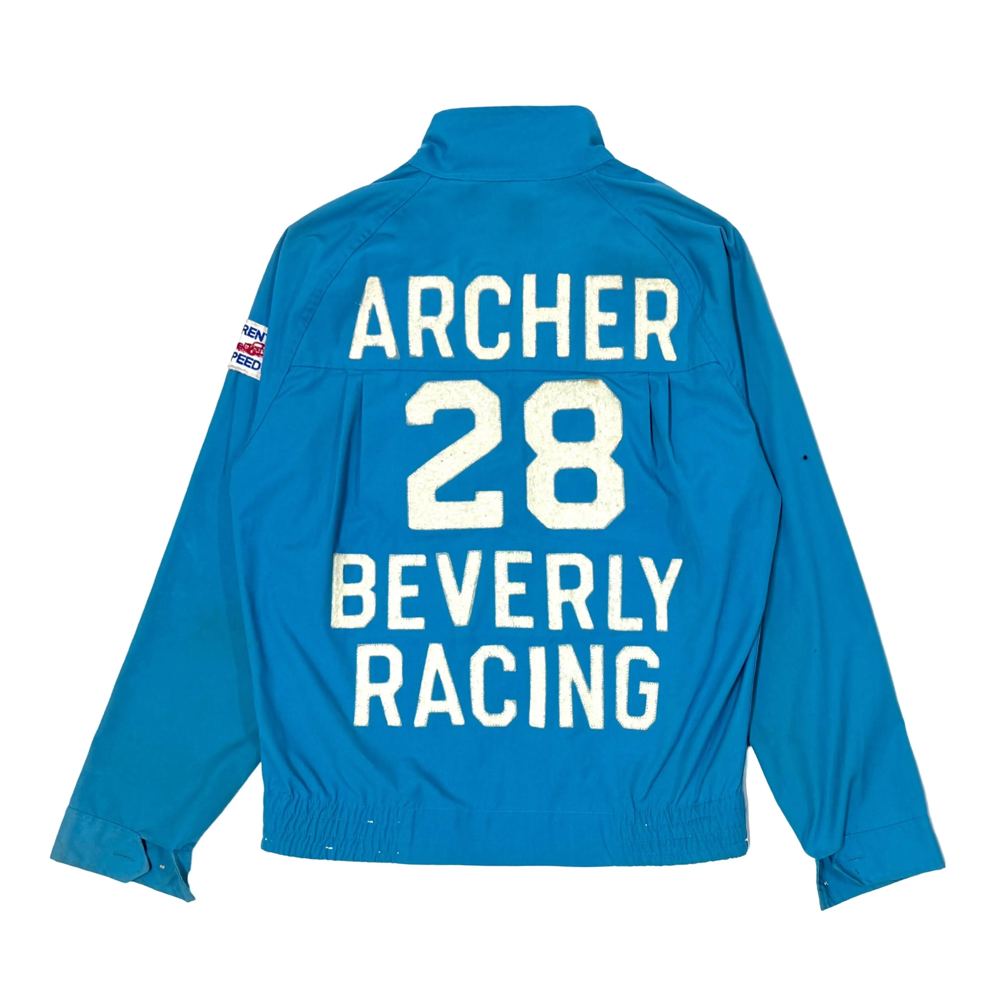 1960’S BOBBY ARCHER RACING MADE IN USA CROPPED PATCHED ZIP JACKET LARGE