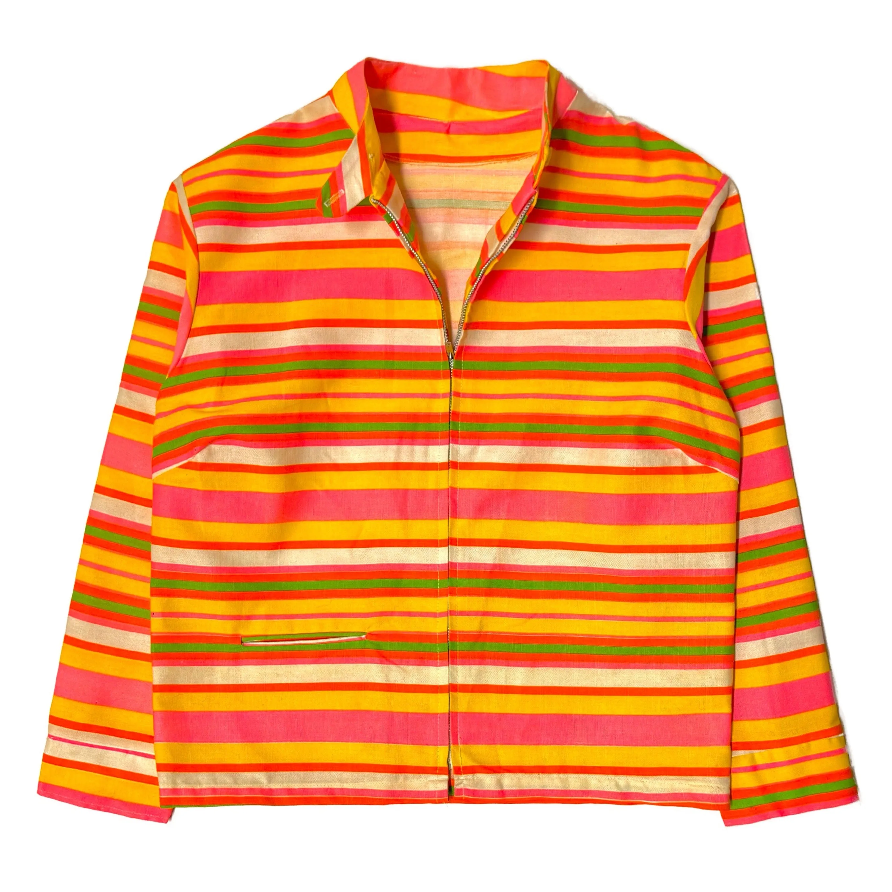 1960’S PSYCHEDELIC STRIPE MADE IN USA CROPPED ZIP JACKET SMALL