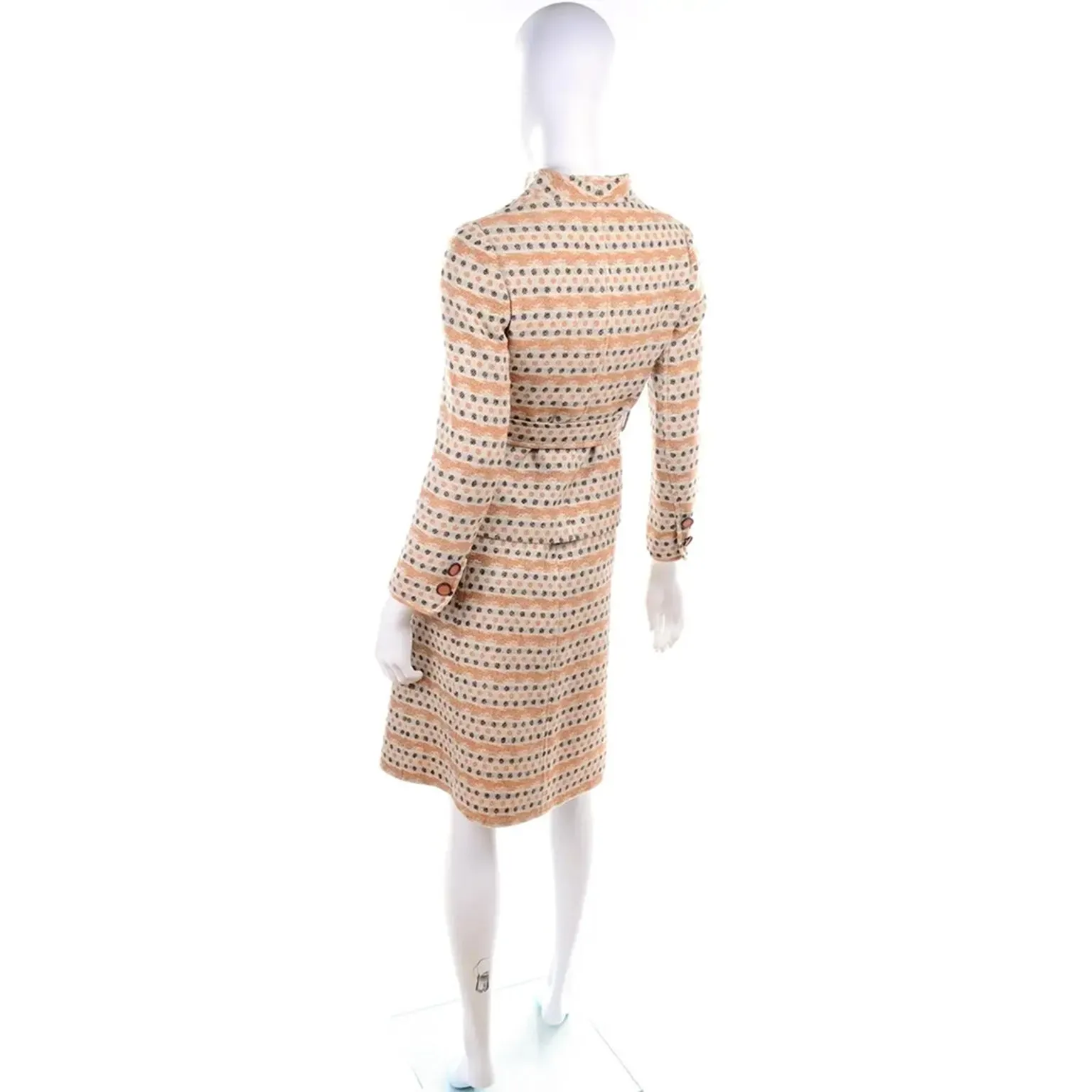 1970s Vintage Emanuel Ungaro Knit Dress & Jacket Suit in Orange Print