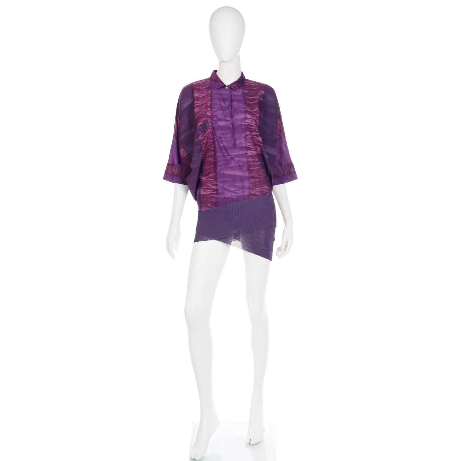 1980s Gianni Versace Purple Abstract Print Asymmetrical Top