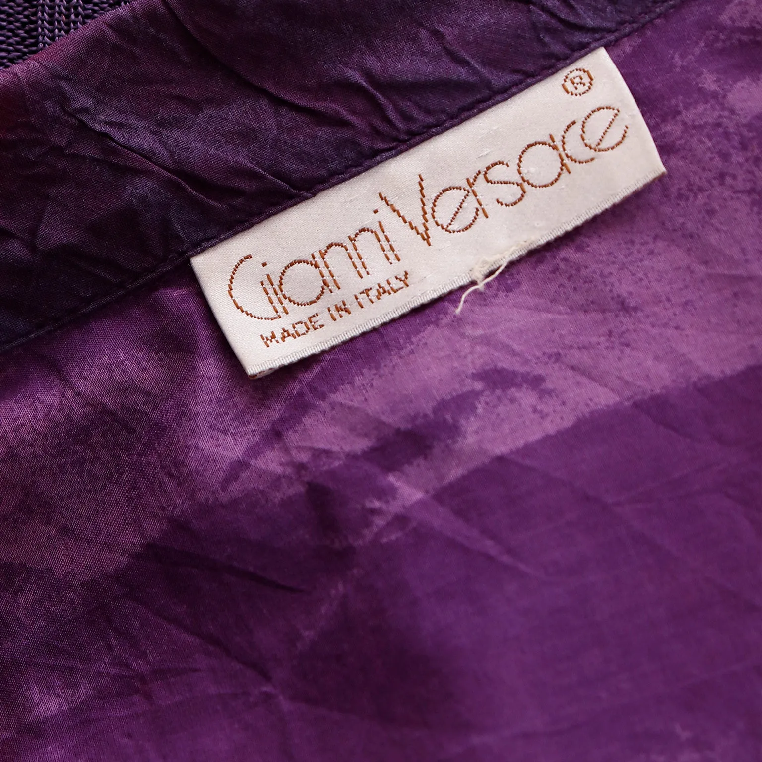 1980s Gianni Versace Purple Abstract Print Asymmetrical Top