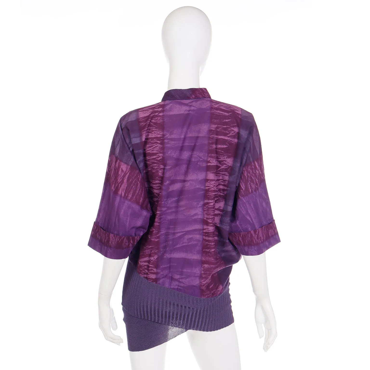 1980s Gianni Versace Purple Abstract Print Asymmetrical Top