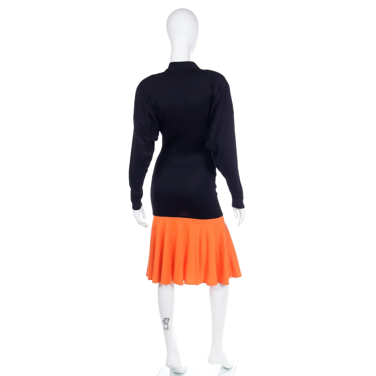 1980s Rare Patrick Kelly Color Block Black & Orange Dress