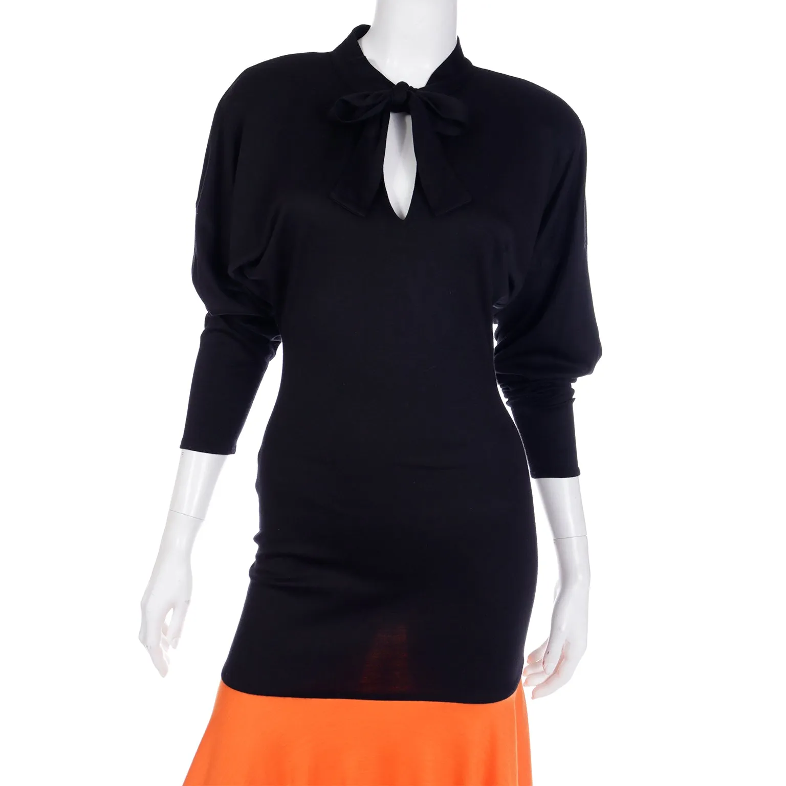 1980s Rare Patrick Kelly Color Block Black & Orange Dress