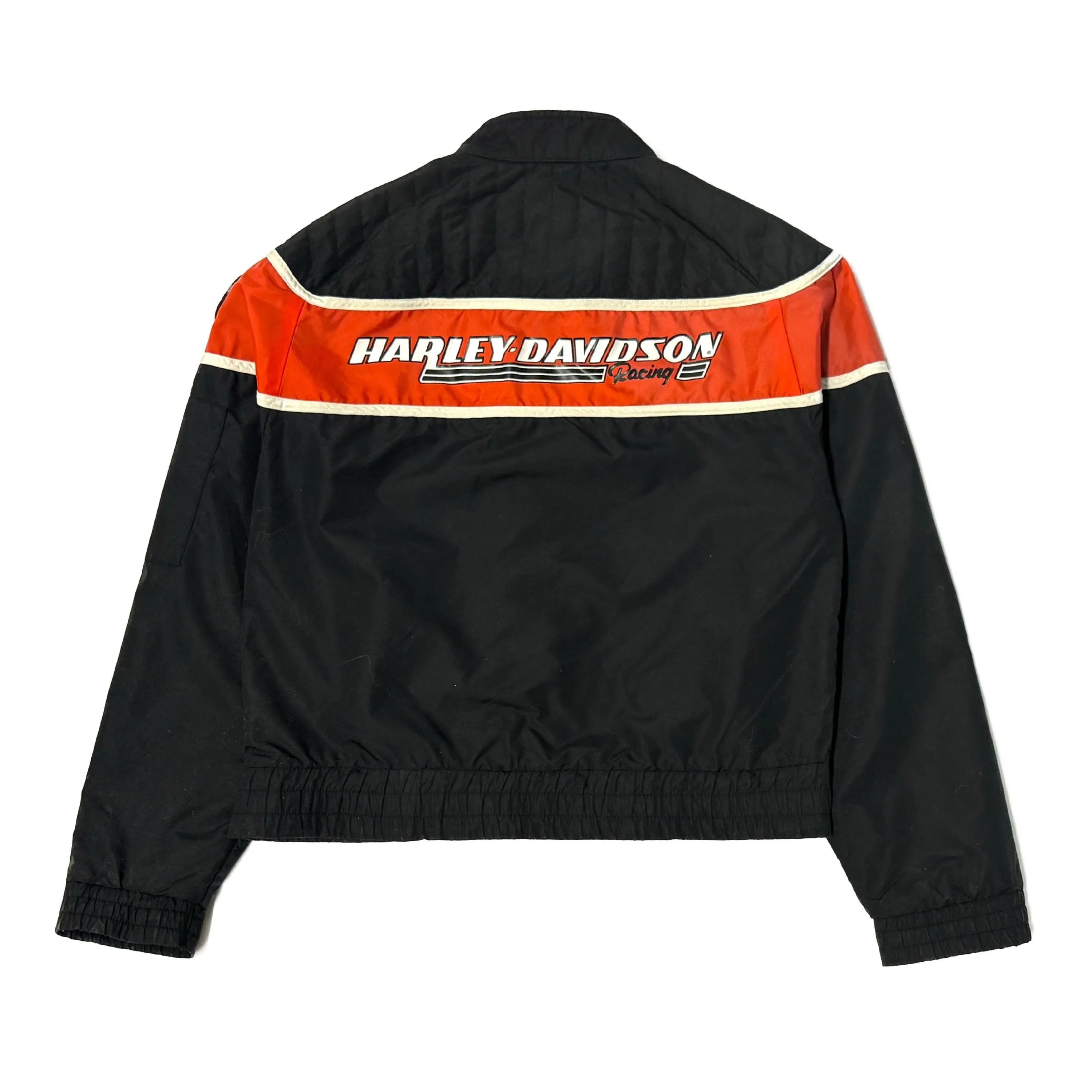 1990’S HARLEY DAVIDSON MADE IN USA CROPPED ZIP RACING JACKET LARGE