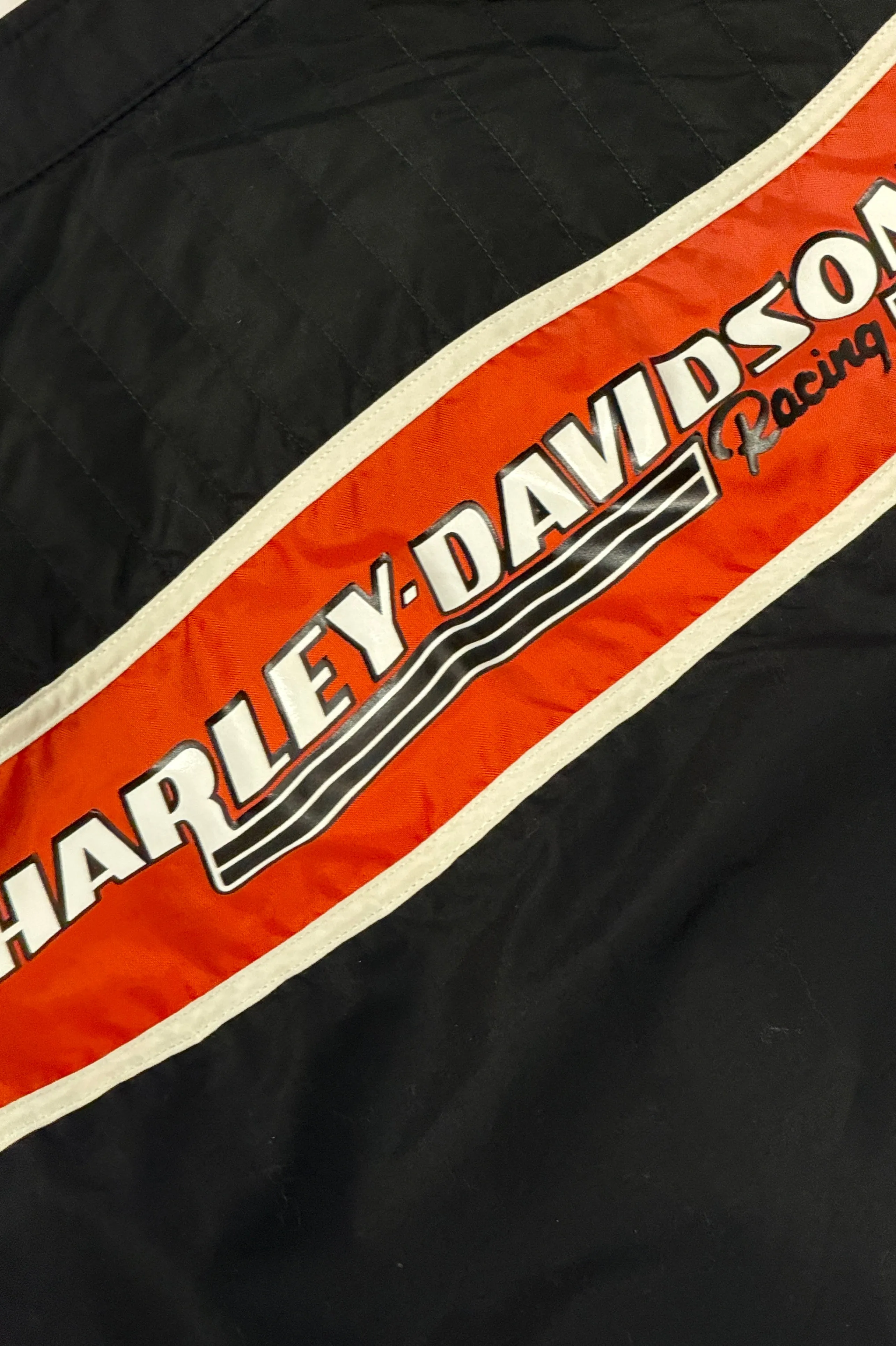 1990’S HARLEY DAVIDSON MADE IN USA CROPPED ZIP RACING JACKET LARGE