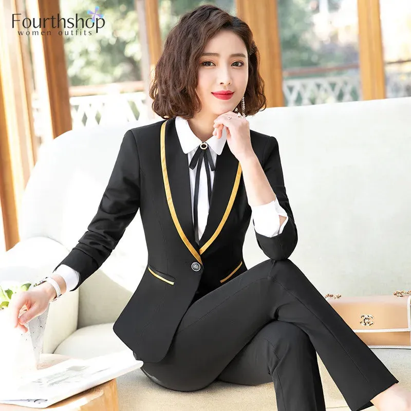 2022 New Office Work Pant Suits Women Autumn Winter 2 Piece Blazer Set Clothes Business Pantsuits Formal Trousers Suits Female