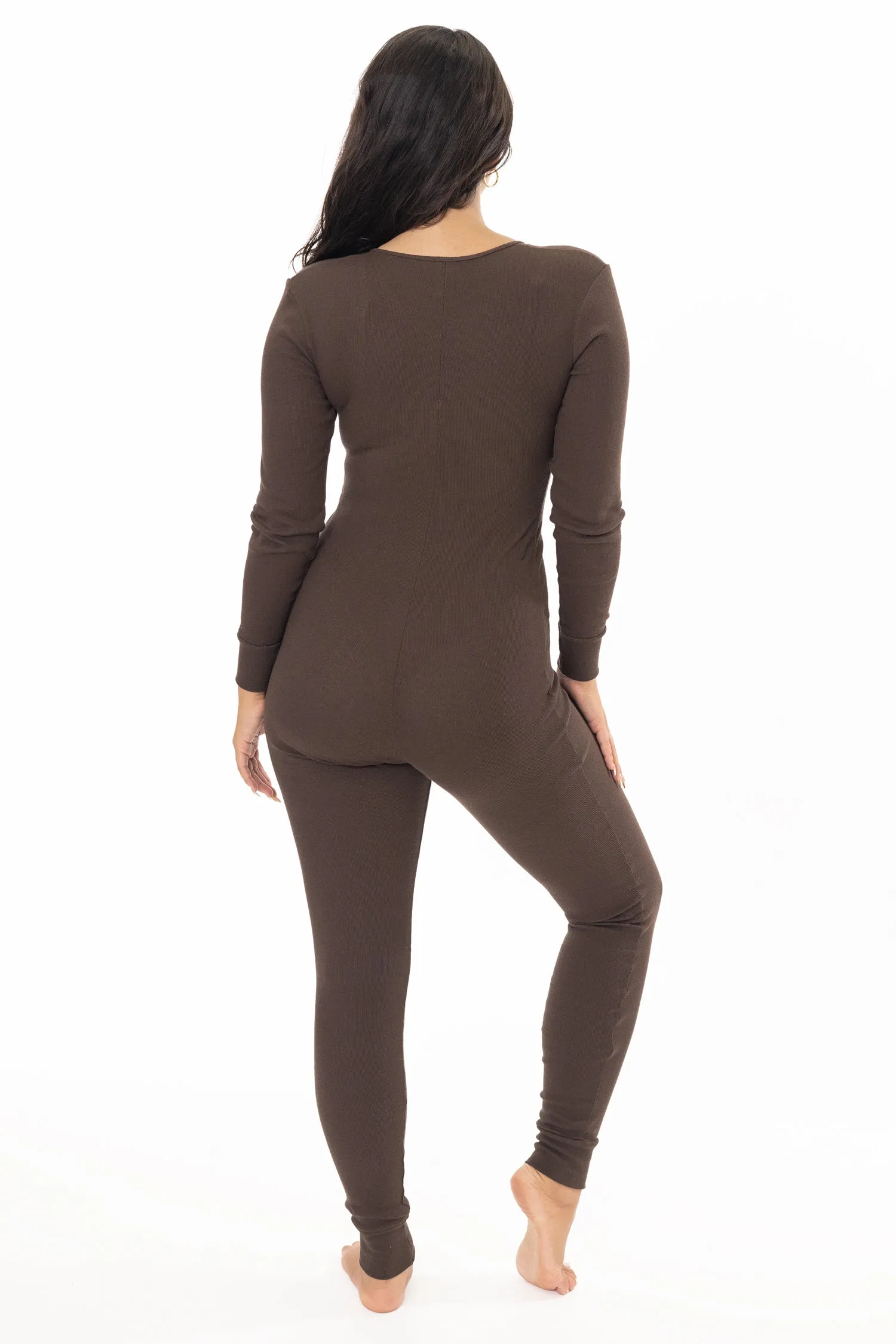 4390 - Poly Cotton Rib Henley One Piece