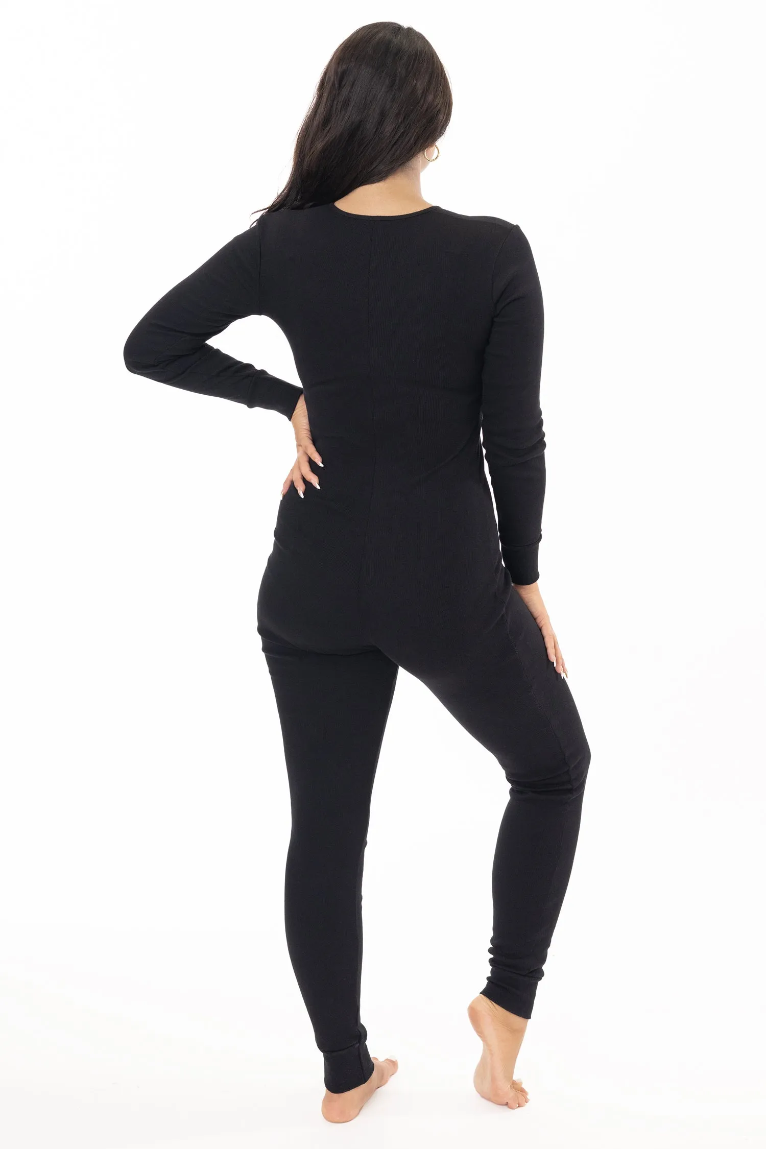 4390 - Poly Cotton Rib Henley One Piece