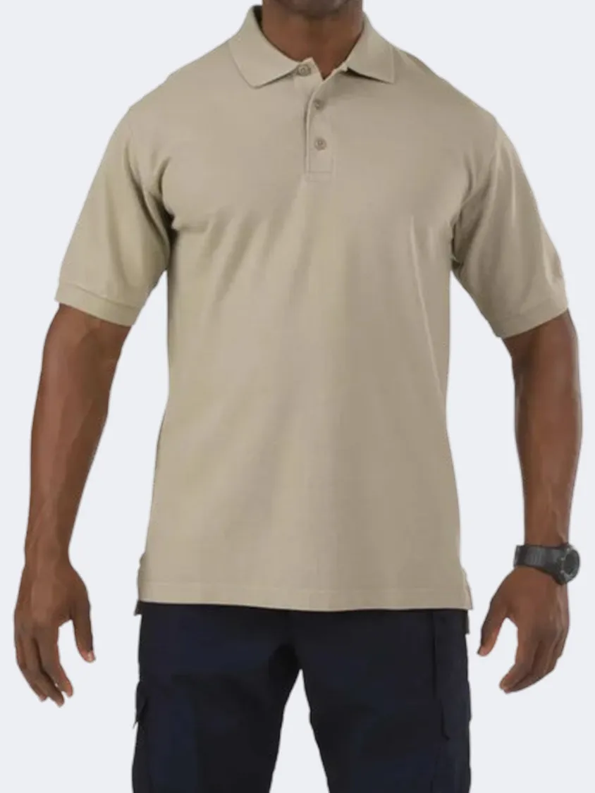 5-11 Professionnal Men Tactical Polo Short Sleeve  Silver Tan