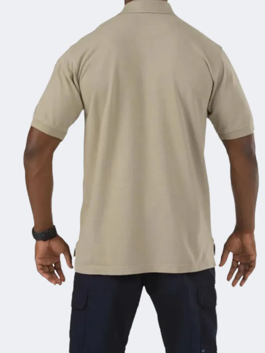 5-11 Professionnal Men Tactical Polo Short Sleeve  Silver Tan