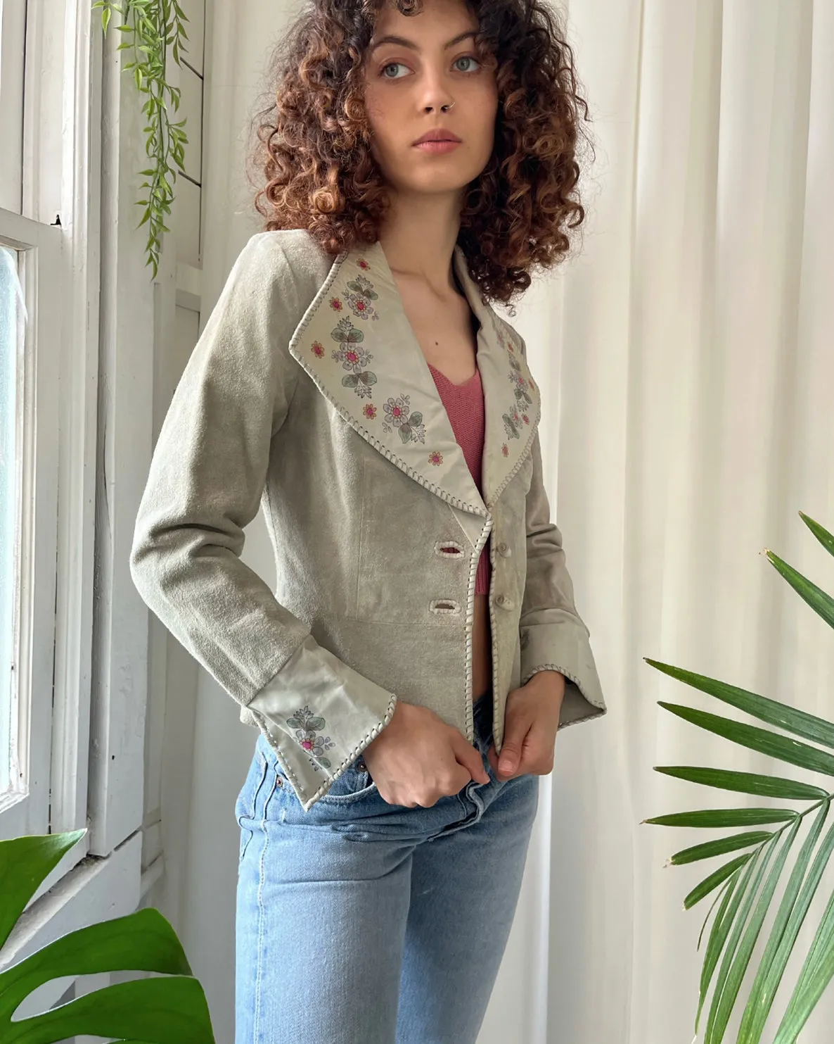 70s Char Painted Leather Jacket | XS