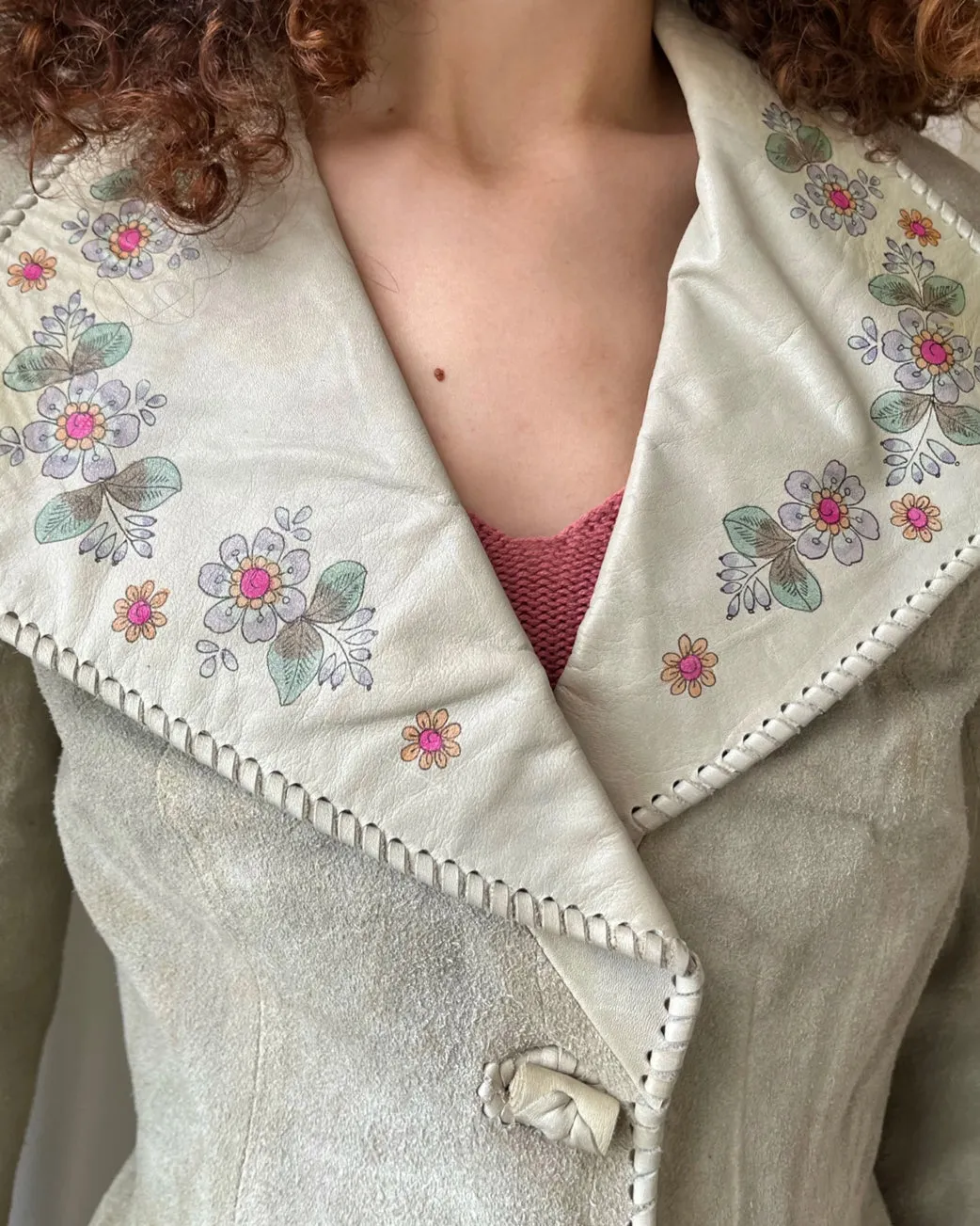 70s Char Painted Leather Jacket | XS