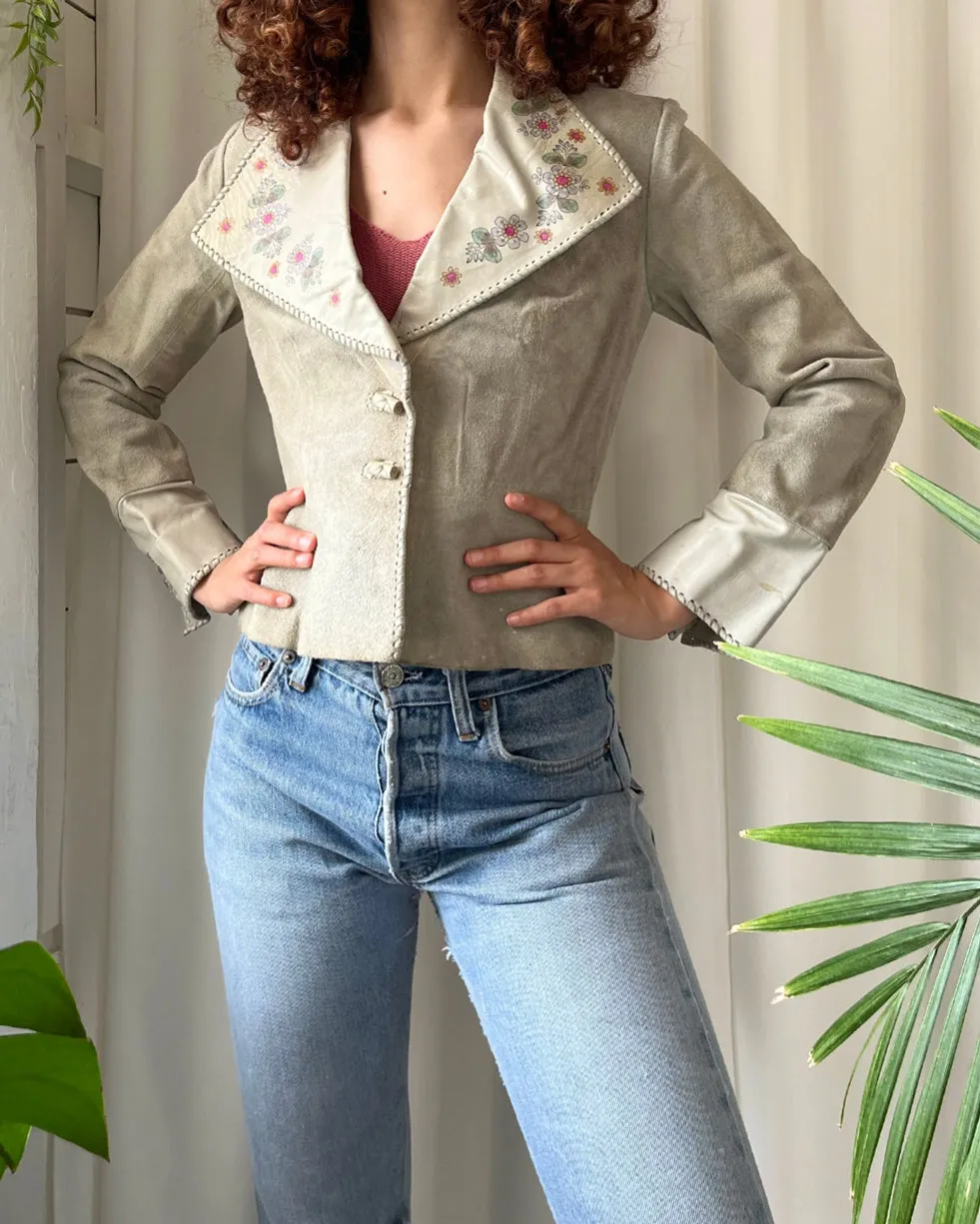 70s Char Painted Leather Jacket | XS