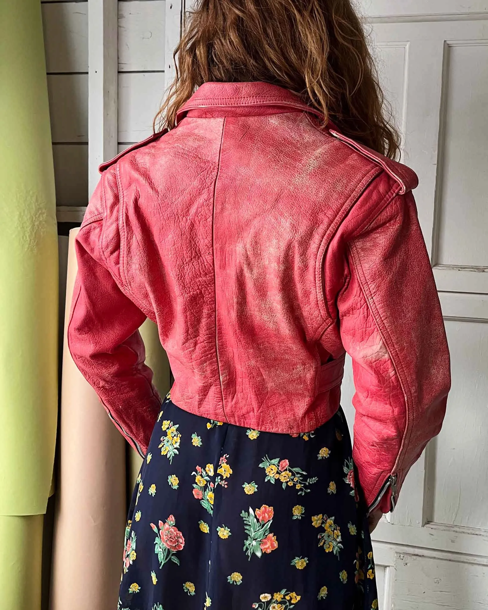 90s Guava Pink Leather Jacket | M-L