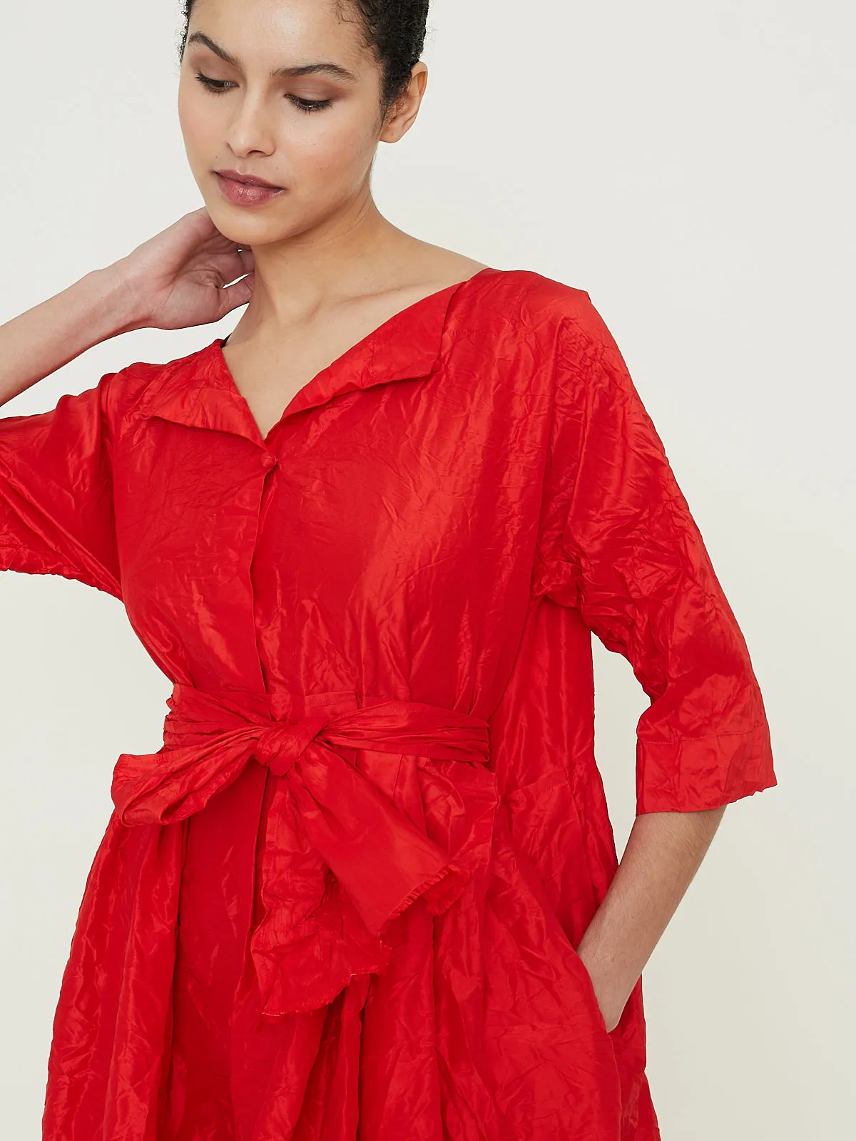 Abito Dress Operaio Nido Lavato in Fired Red