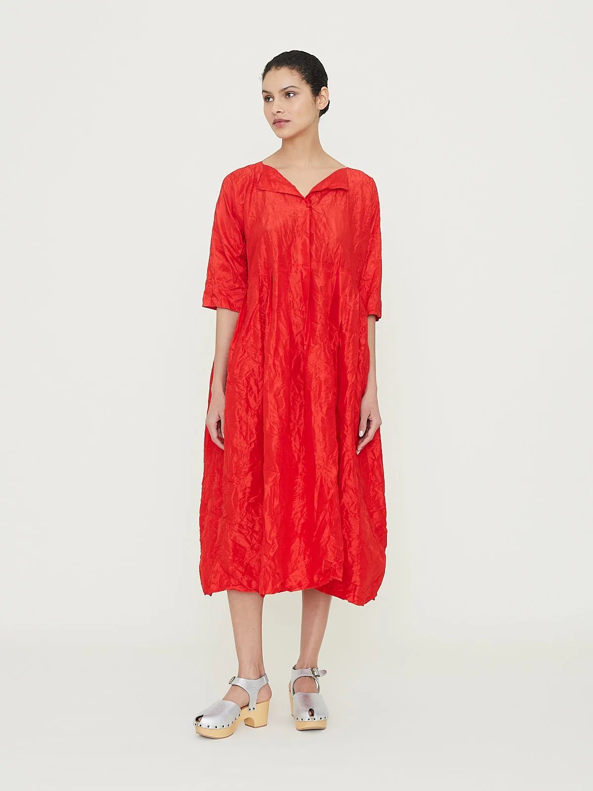 Abito Dress Operaio Nido Lavato in Fired Red