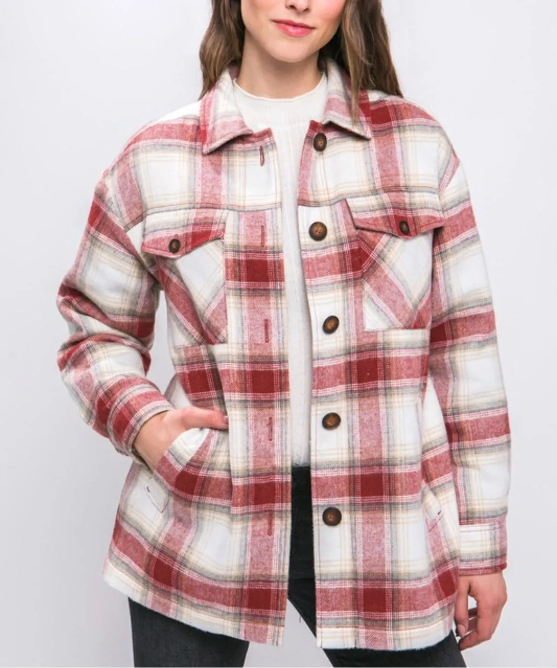 All Bundled Up Plaid Shacket