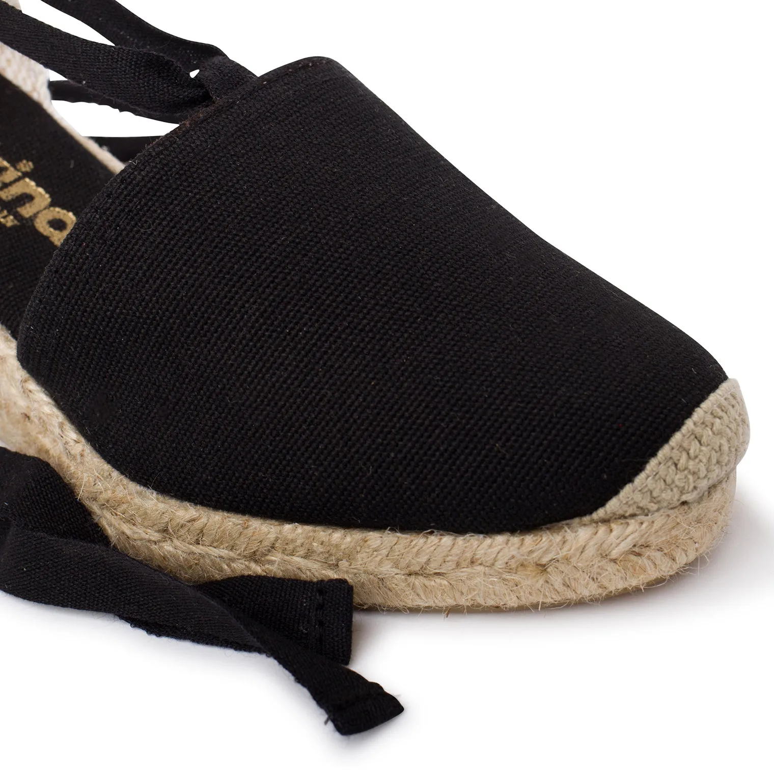 Almanera Sustainable, Eco Friendly, Vegan Canvas Espadrille Wedges - Black