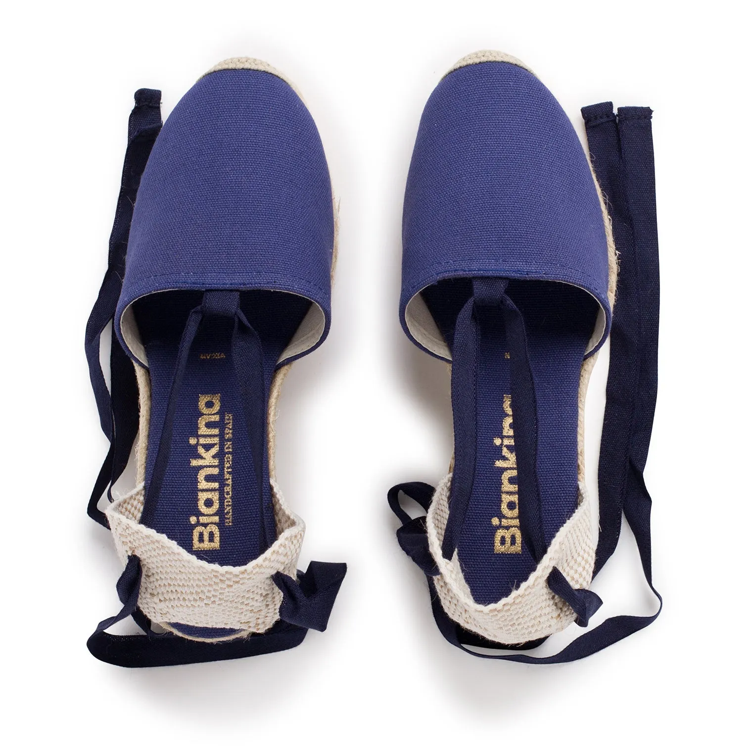 Almanera Sustainable, Eco Friendly, Vegan Canvas Espadrille Wedges - Navy