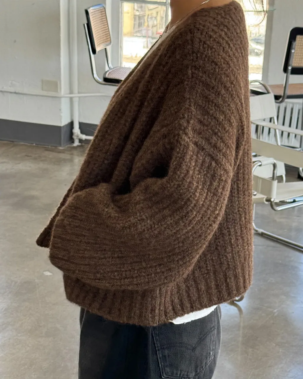 Alpaca Sweater Jacket  - Wood