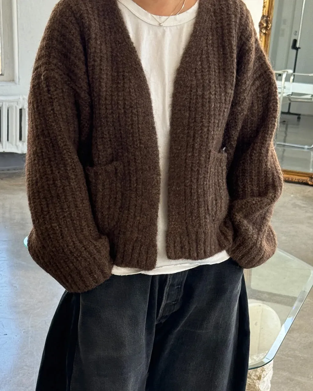 Alpaca Sweater Jacket  - Wood