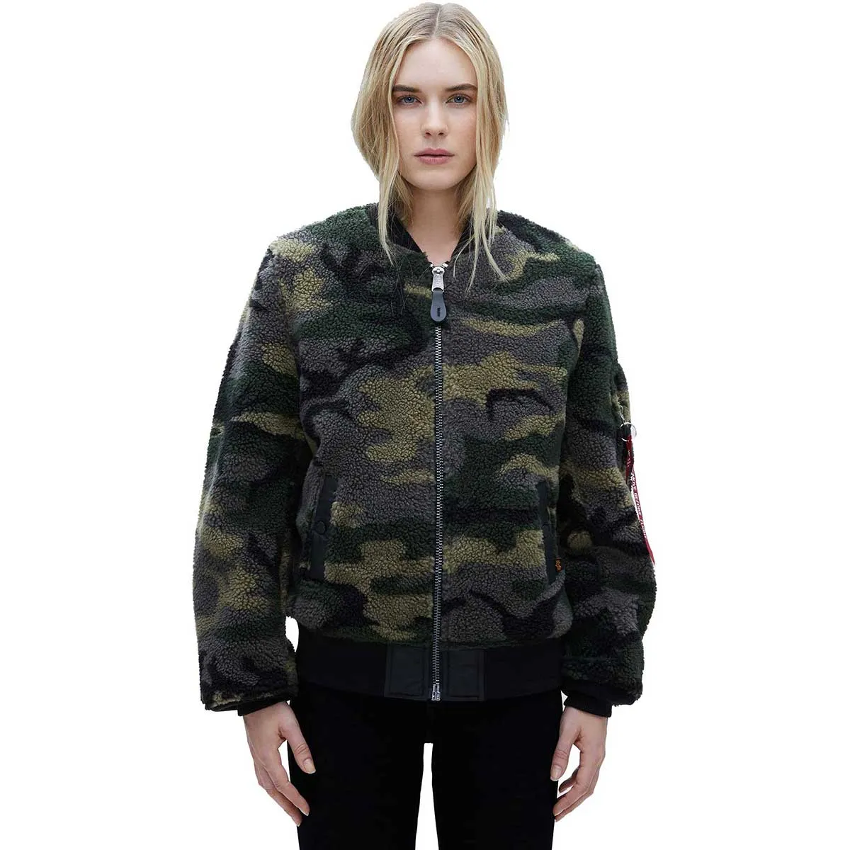 Alpha Industries Women's Woodland Camo L-2B Sherpa Flight Jacket