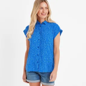 Alston Womens Shoer Short Sleeve Shirt - Mykonos Blue Star Print