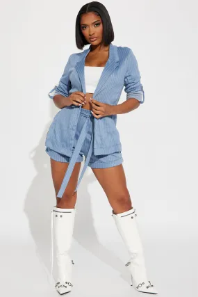 Always On Call Blazer Short Set - Blue