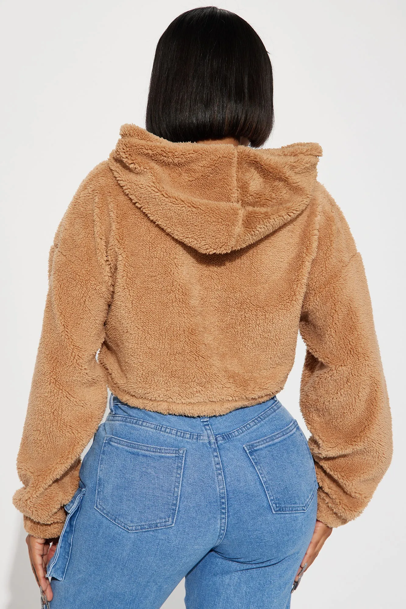 Amber Cropped Sherpa Lounge Jacket - Camel