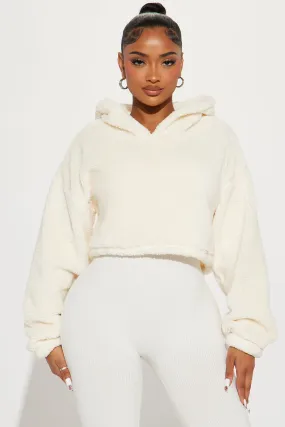 Amber Cropped Sherpa Lounge Jacket - Cream