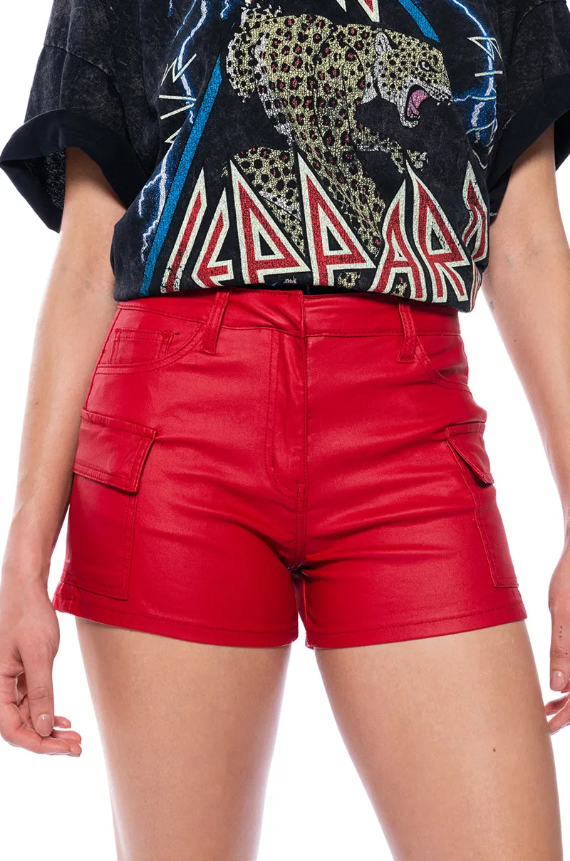 AMY FAUX LEATHER CARGO SHORTS