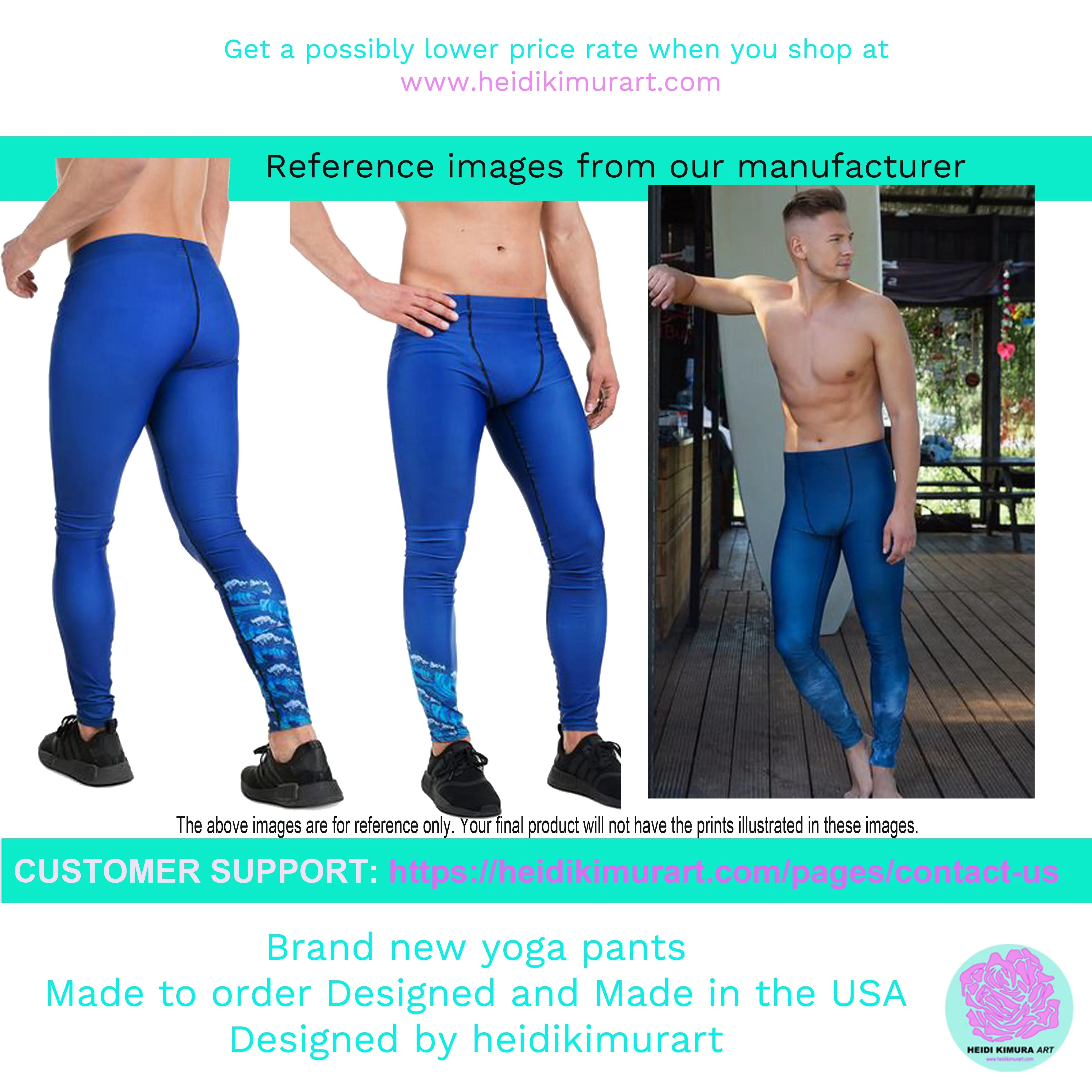 Aqua Blue Men's Tights, Water Texture Best Leggings Stretchy Comfy Tights Pants Meggings For Men- Made in USA/EU