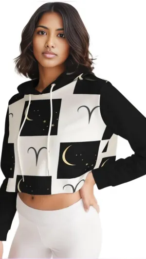 Aries Moon  Womens Cropped Hoodie