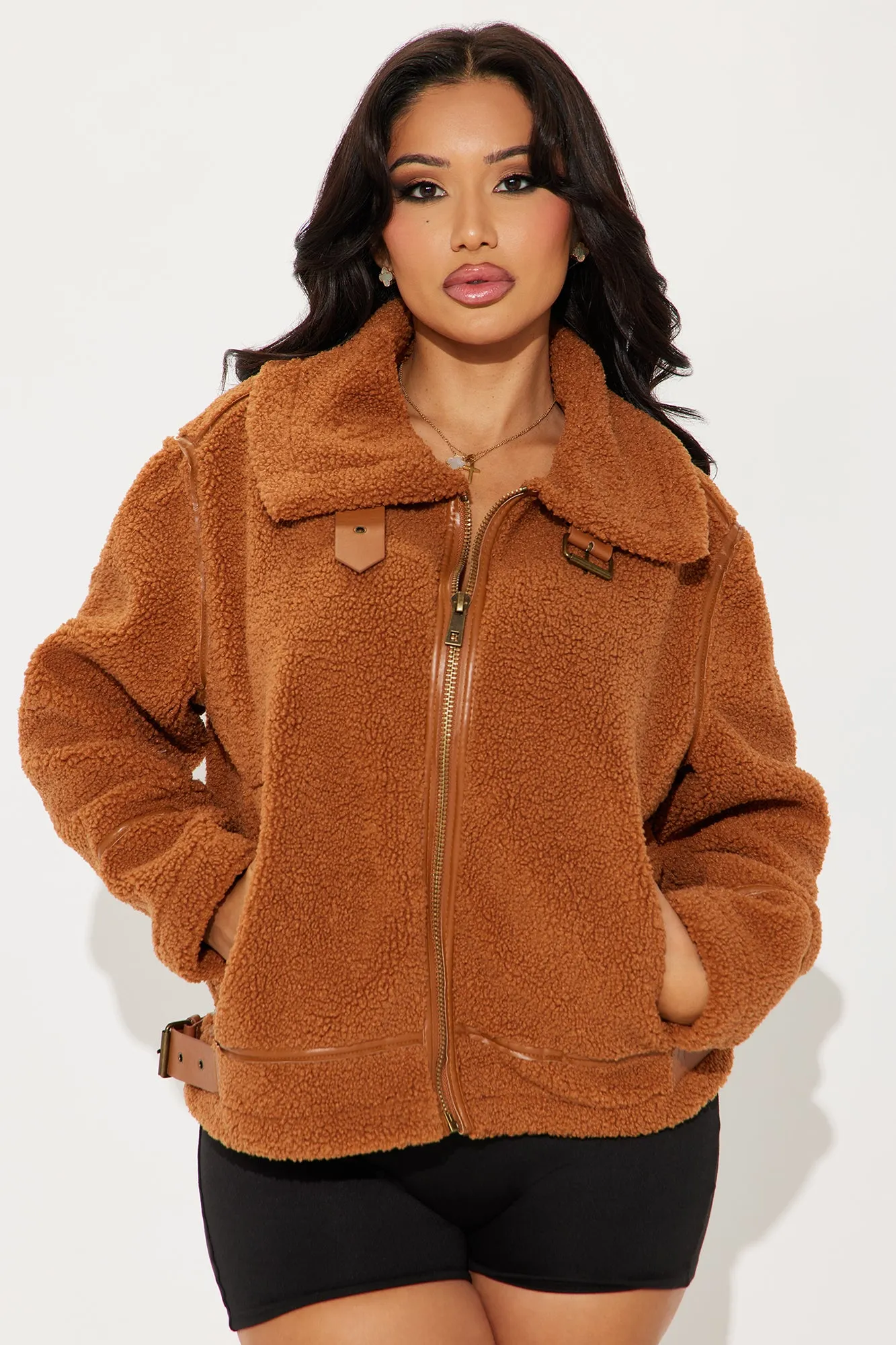 Arin Sherpa Moto Jacket - Camel