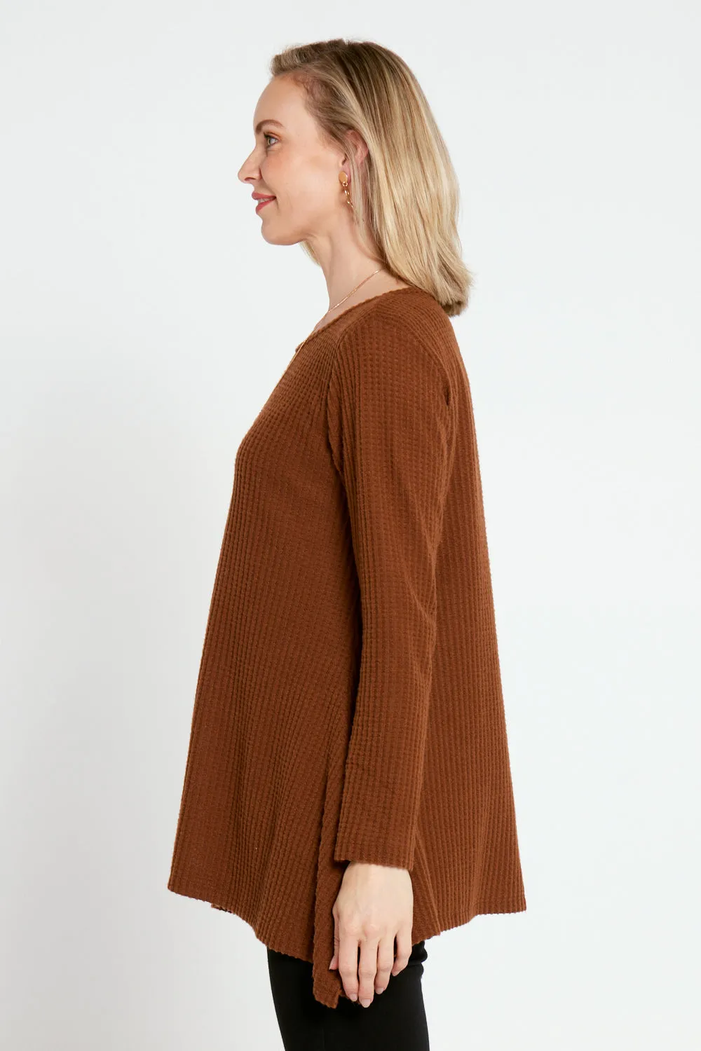 Aspen Swing Waffle Tunic - Coffee