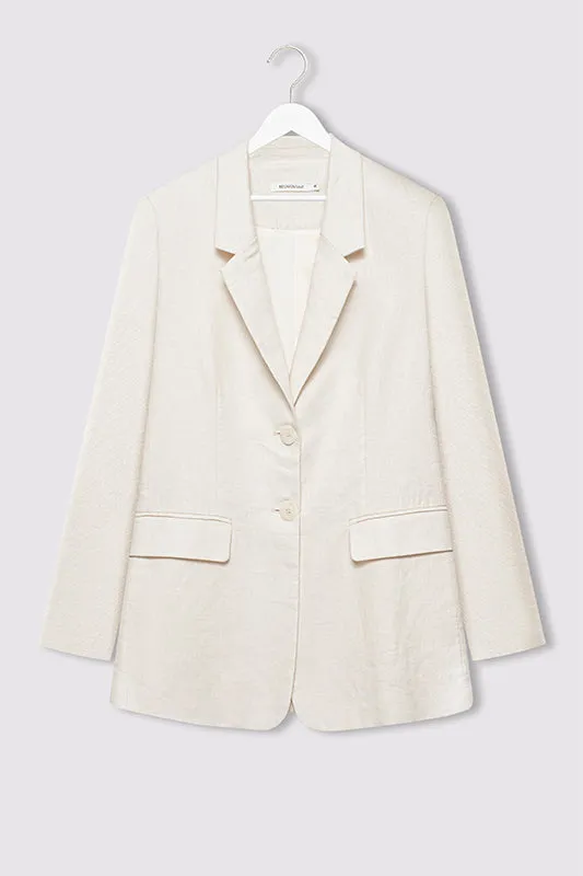 Aster Ivory Linen Single Breasted Longline Blazer