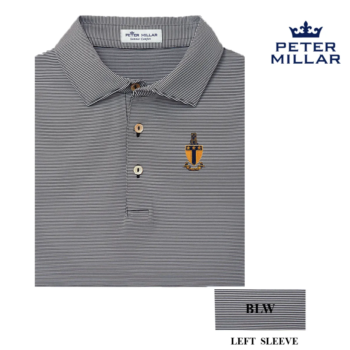 ATO Personalized Peter Millar Jubilee Stripe Stretch Jersey Polo with Crest