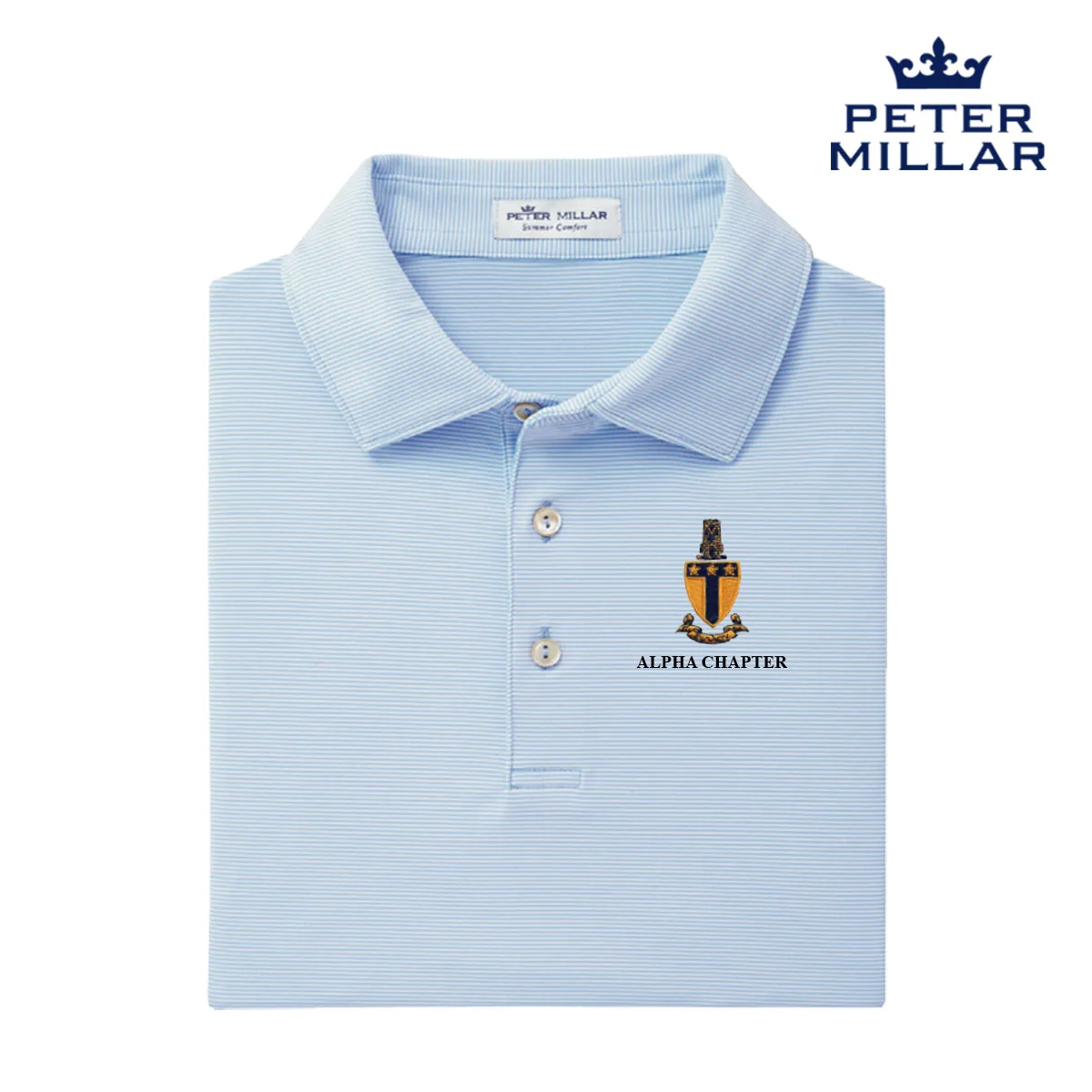 ATO Personalized Peter Millar Jubilee Stripe Stretch Jersey Polo with Crest