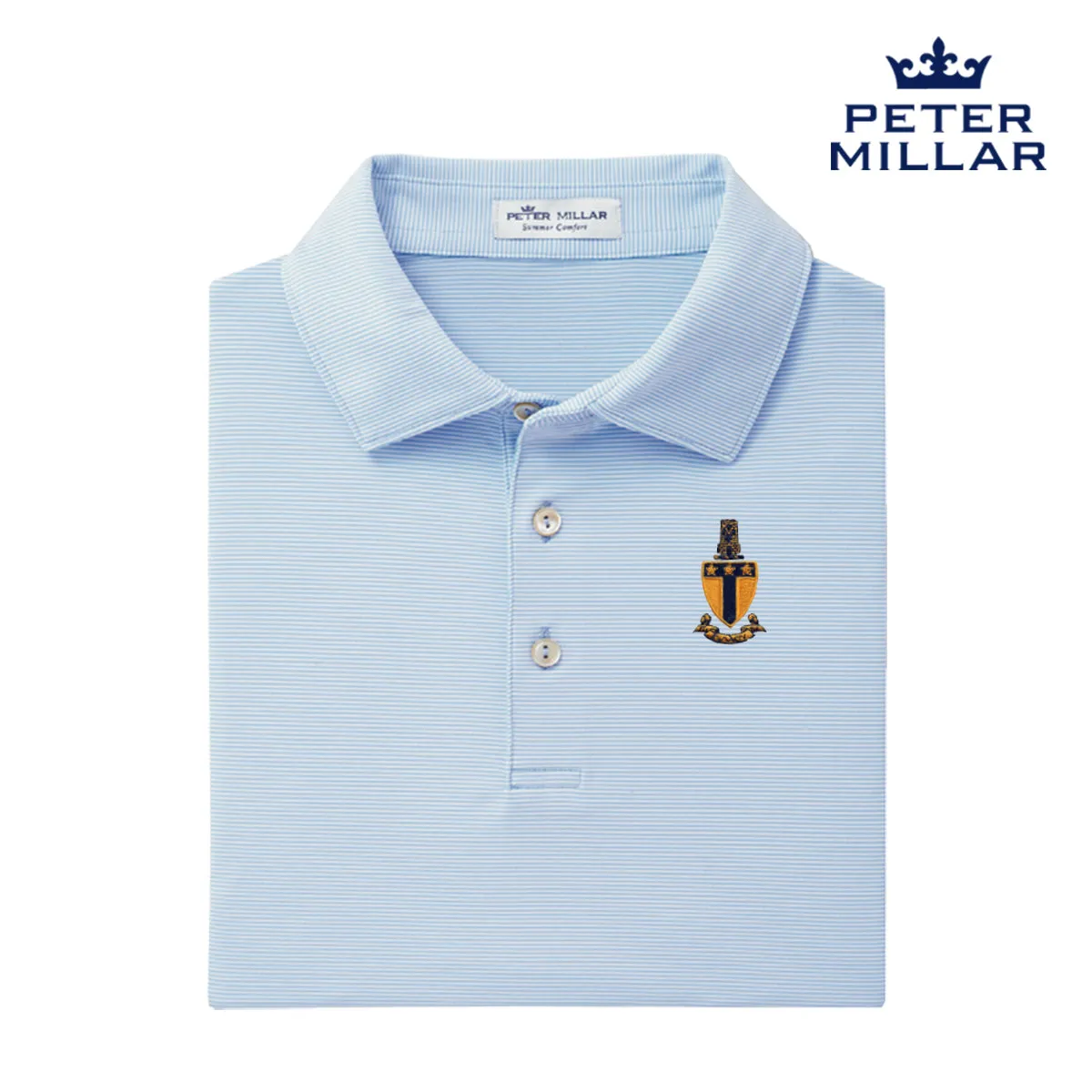 ATO Peter Millar Jubilee Stripe Stretch Jersey Polo with Crest