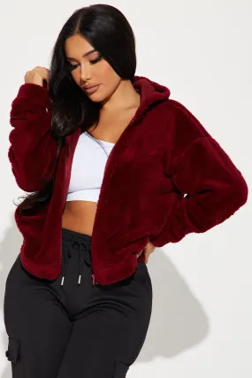 Augie Sherpa Lounge Jacket - Burgundy