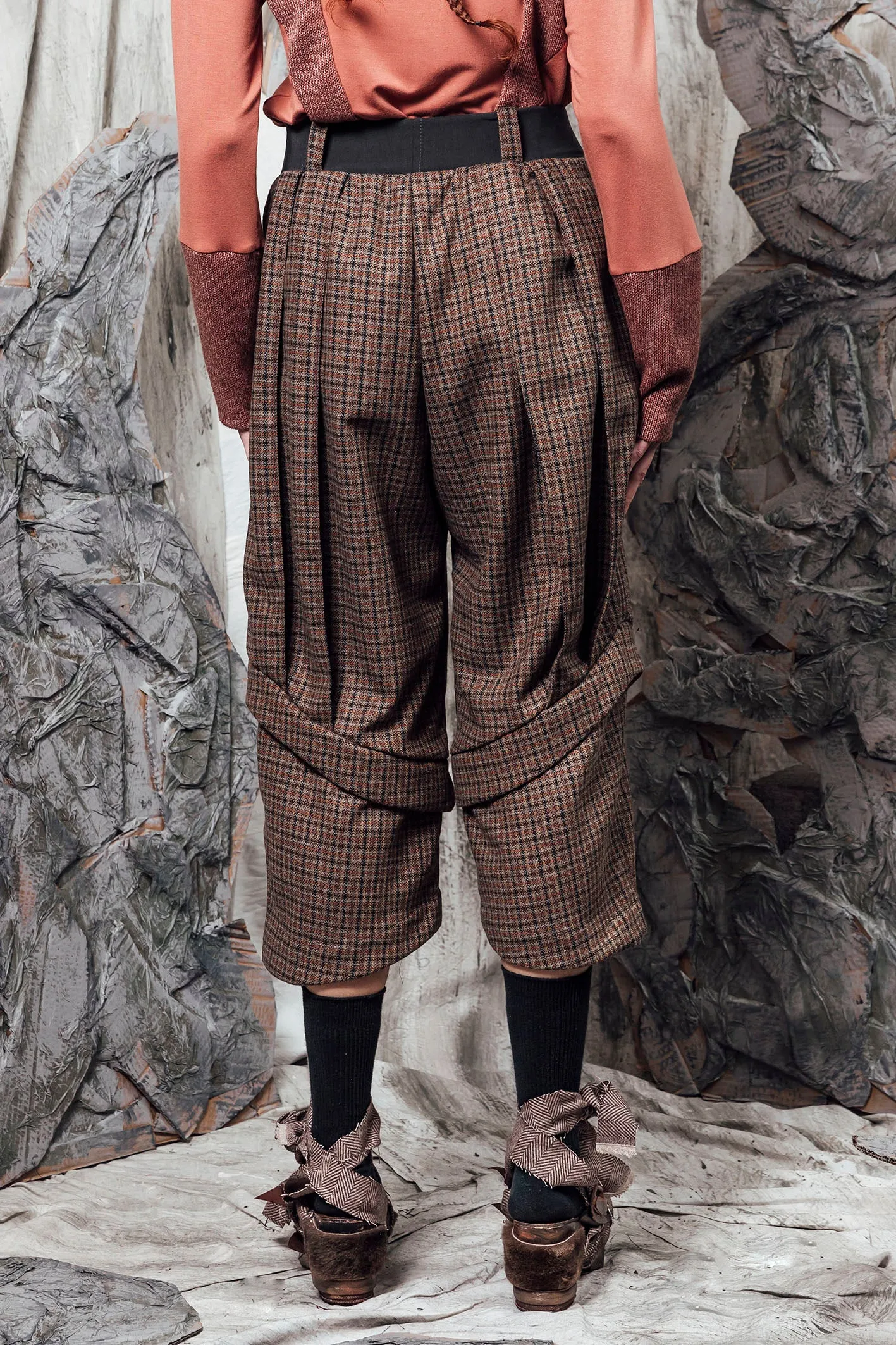 AW24 PLICA DOUBLE CUFF PANTS - CEDARWOOD CHECK