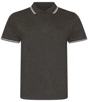 AWDis Stretch Tipped Piqué Polo Shirt | Charcoal/White