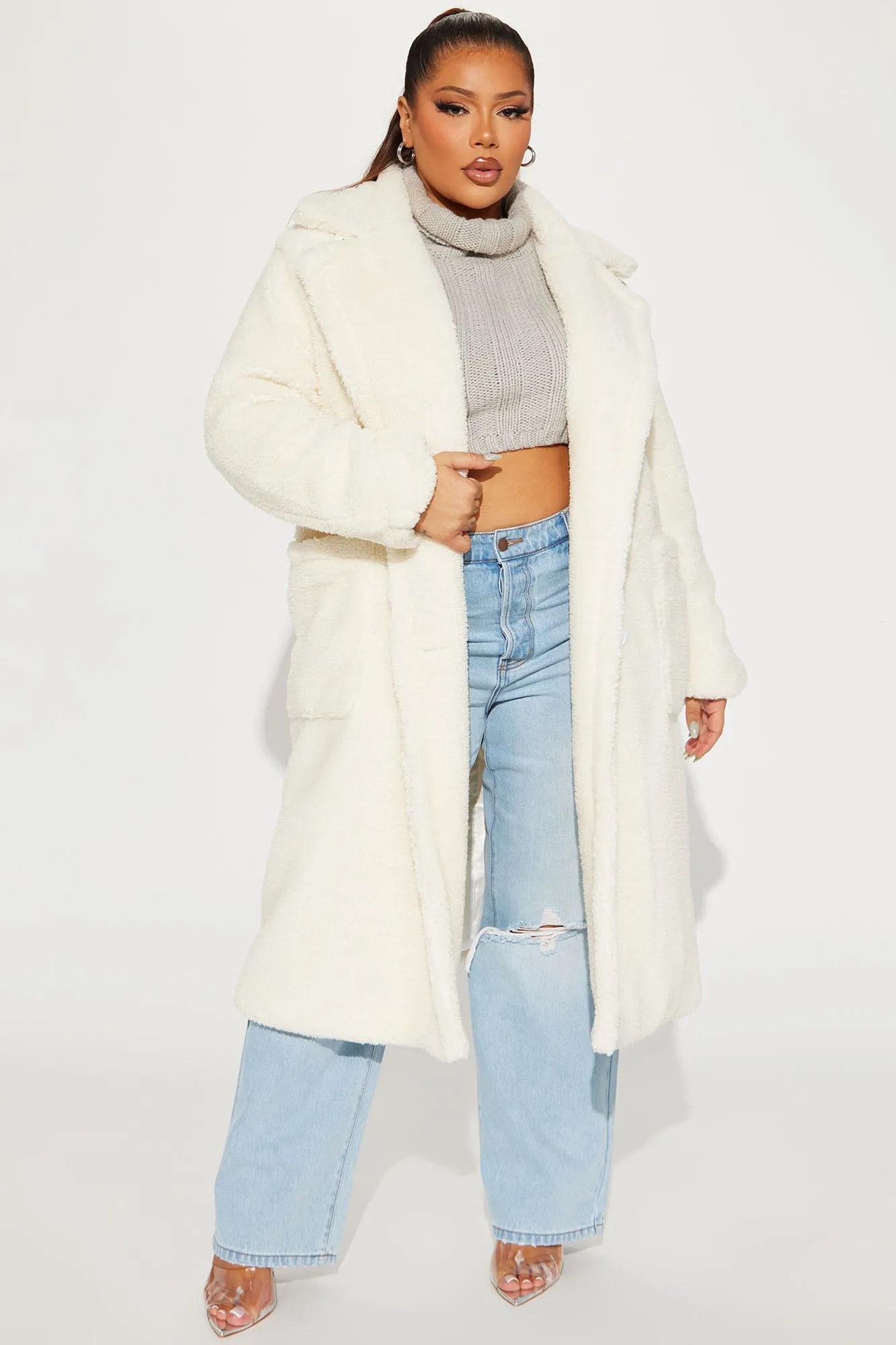 Be The Moment Sherpa Coat - Ivory