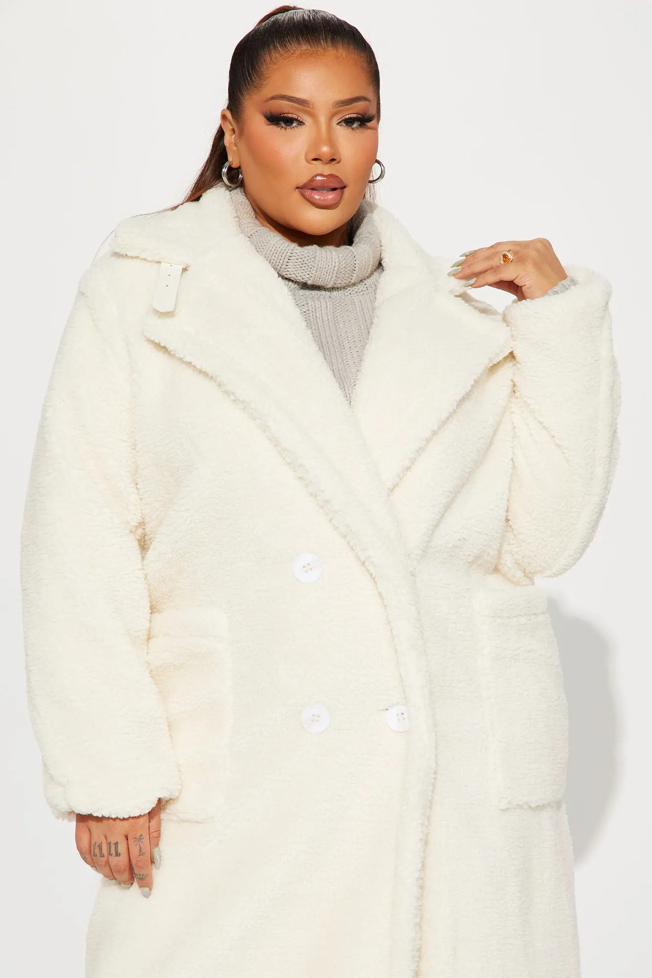 Be The Moment Sherpa Coat - Ivory