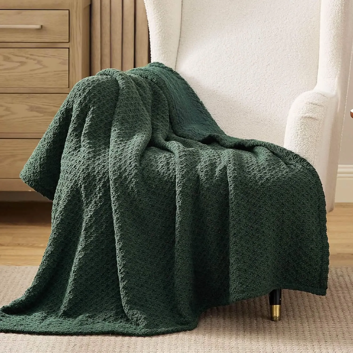 Bedsure Knit Sherpa Reversible Throw Blanket-Grid