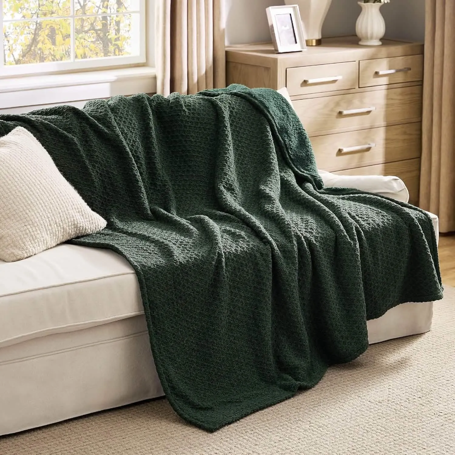 Bedsure Knit Sherpa Reversible Throw Blanket-Grid