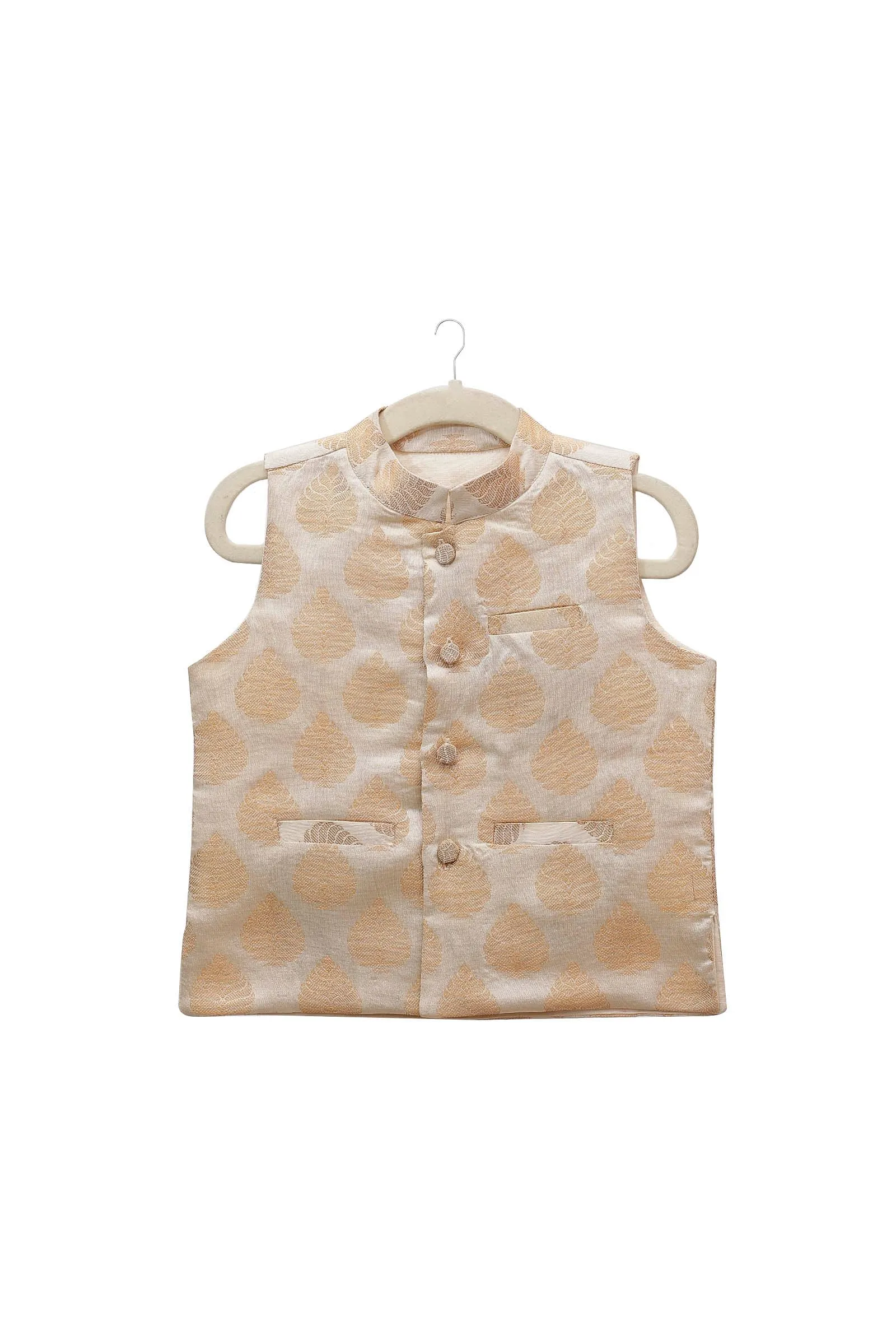 Beige Brocade Nehru Jacket