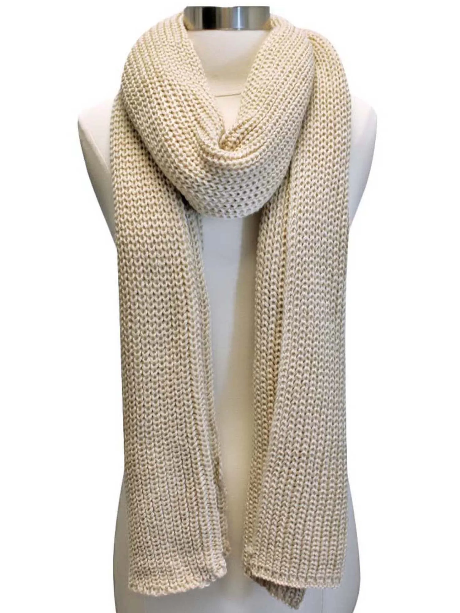 Beige Oversized Winter Scarf