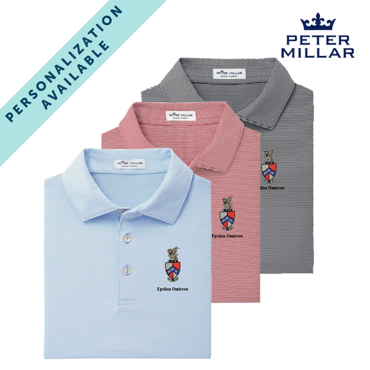 Beta Personalized Peter Millar Jubilee Stripe Stretch Jersey Polo